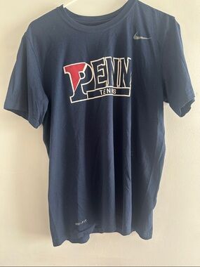 Nike Navy Penn Tennis Short Sleeve Tee with Red Accent